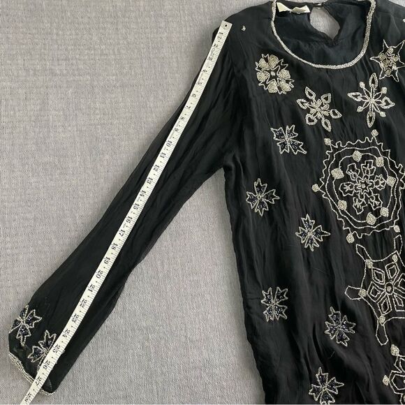 Sandy Starkman Vintage Beaded Semi Sheer Double Layer Blouse Women’s Size Large - Picture 8 of 9